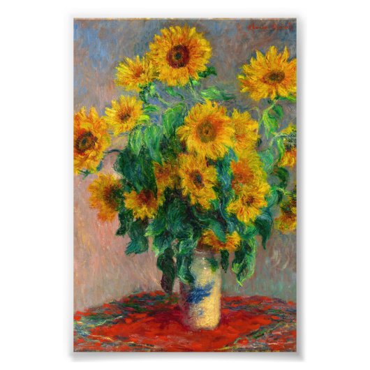 Monet-zonnebloemen Foto Afdruk (Voorkant)