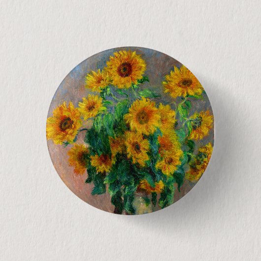 Monet-zonnebloemen Ronde Button 3,2 Cm (Voorkant)