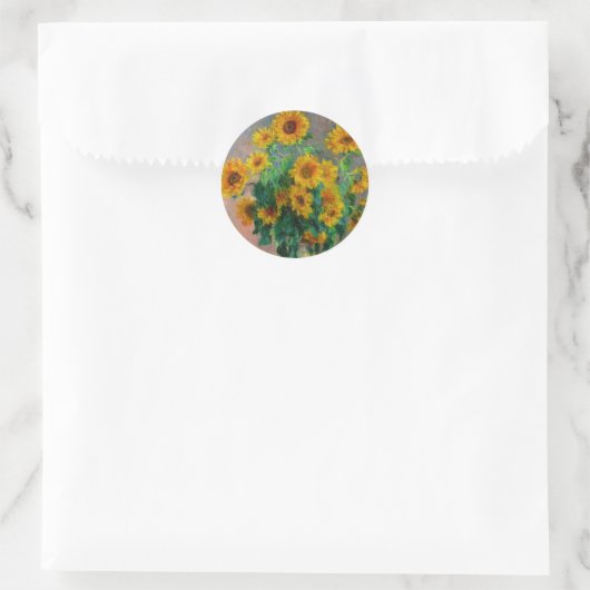 Monet-zonnebloemen Ronde Sticker (Tas)