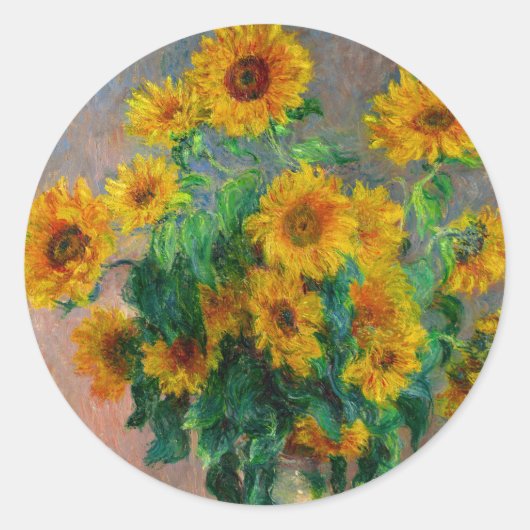 Monet-zonnebloemen Ronde Sticker (Voorkant)
