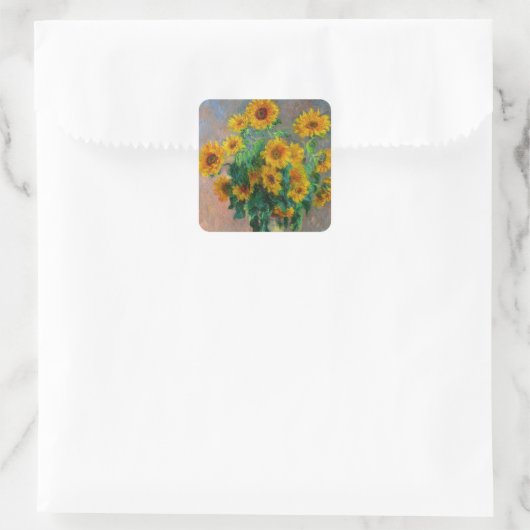 Monet-zonnebloemen Vierkante Sticker (Tas)