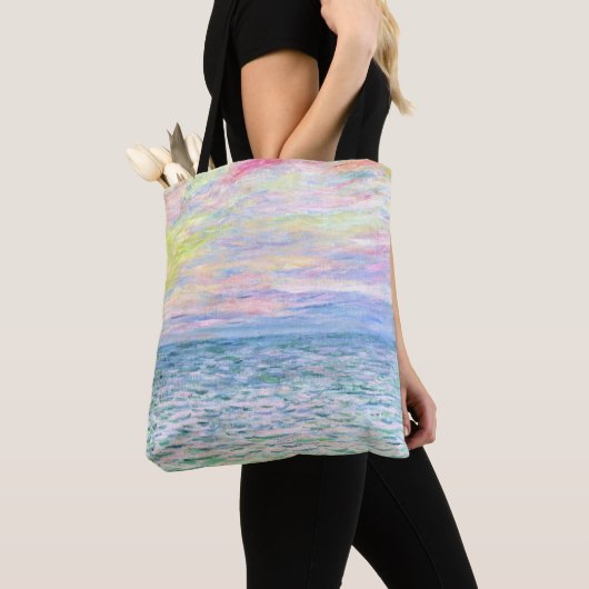 Monet - Zonsondergang bij Pourville, fijne kunst Tote Bag (Dichtbij)