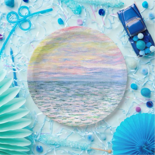 Monet - Zonsondergang bij Pourville, kunst Papieren Bordje (Feest)