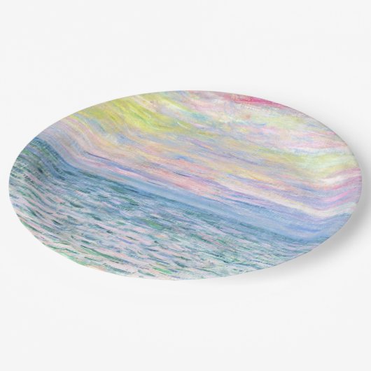 Monet - Zonsondergang bij Pourville, kunst Papieren Bordje (Gekanteld)