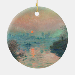Monet Zonsondergang fijne kunst impressionistische Keramisch Ornament