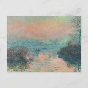 Monet Zonsondergang op de Seine Fijne Kunst Impres Briefkaart