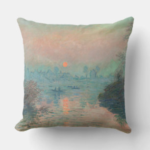 Monet Zonsondergang op de Seine Fijne Kunst Impres Buitenkussen