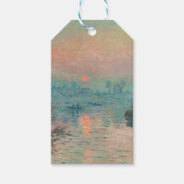 Monet Zonsondergang op de Seine Fijne Kunst Impres Cadeaulabel