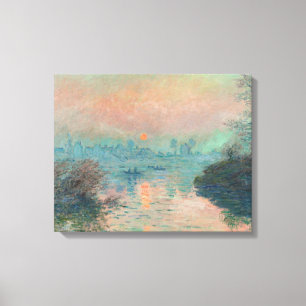 Monet Zonsondergang op de Seine Fijne Kunst Impres Canvas Afdruk