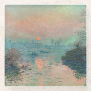 Monet Zonsondergang op de Seine Fijne Kunst Impres Glazen Onderzetter