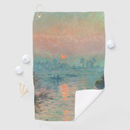Monet Zonsondergang op de Seine Fijne Kunst Impres Golfhanddoek