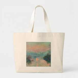 Monet Zonsondergang op de Seine Fijne Kunst Impres Grote Tote Bag