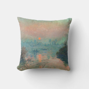 Monet Zonsondergang op de Seine Fijne Kunst Impres Kussen