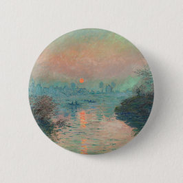 Monet Zonsondergang op de Seine Fijne Kunst Impres Ronde Button 5,7 Cm