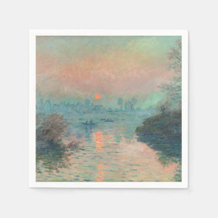 Monet Zonsondergang op de Seine Fijne Kunst Impres Servet