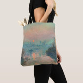 Monet Zonsondergang op de Seine Fijne Kunst Impres Tote Bag (Dichtbij)