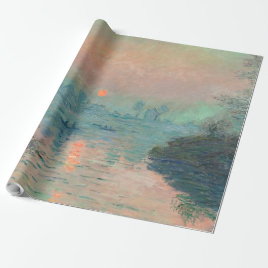 Monet Zonsondergang Seine Fijne Kunst Impressionis Cadeaupapier (Uitgerold)