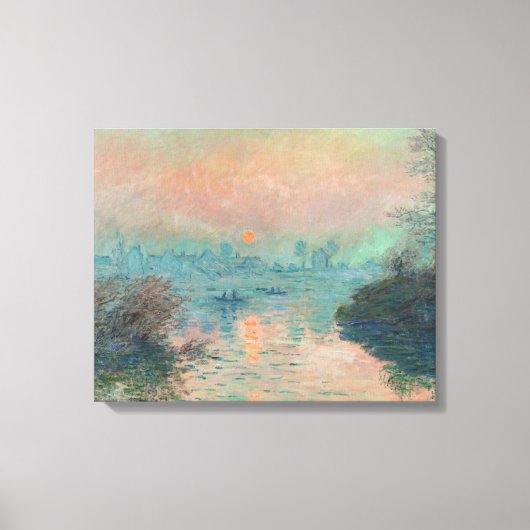 Monet Zonsondergang Seine Fijne Kunst Impressionis Canvas Afdruk (Voorkant)