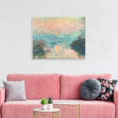 Monet Zonsondergang Seine Fijne Kunst Impressionis Canvas Afdruk (Insitu (Woonkamer))