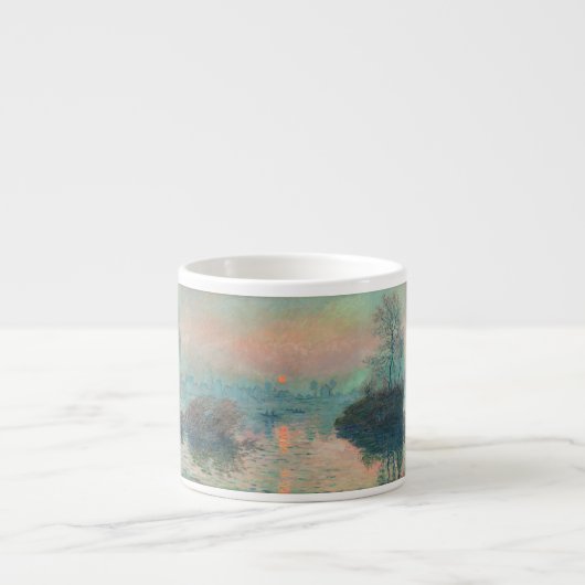 Monet Zonsondergang Seine Fijne Kunst Impressionis Espresso Kop (Voorkant)