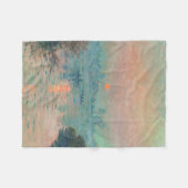 Monet Zonsondergang Seine Fijne Kunst Impressionis Fleece Deken (Voorkant (Horizontaal))