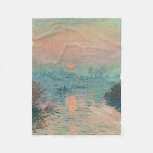 Monet Zonsondergang Seine Fijne Kunst Impressionis Fleece Deken (Voorkant)