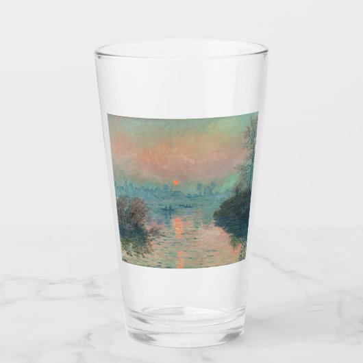 Monet Zonsondergang Seine Fijne Kunst Impressionis Glas (Voorkant)