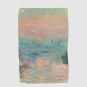 Monet Zonsondergang Seine Fijne Kunst Impressionis Golfhanddoek (Voorkant)