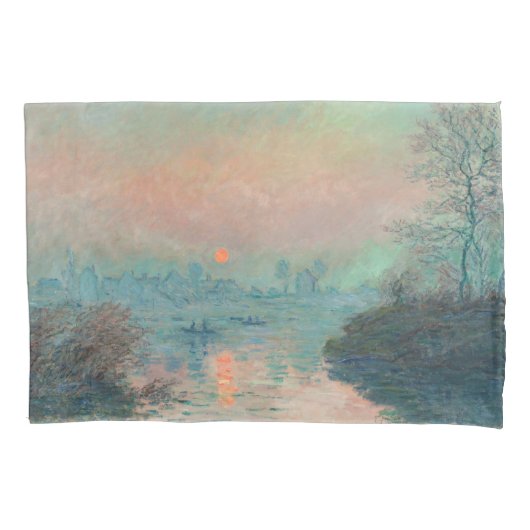 Monet Zonsondergang Seine Fijne Kunst Impressionis Kussensloop (Voorkant)