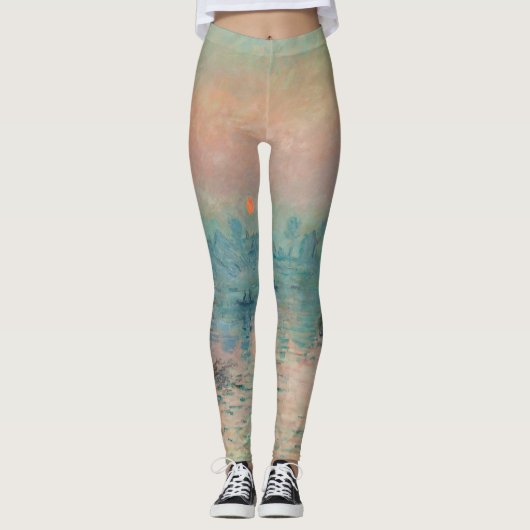 Monet Zonsondergang Seine Fijne Kunst Impressionis Leggings (Voorkant)