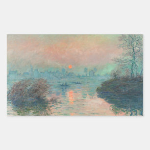 Monet Zonsondergang Seine Fijne Kunst Impressionis Rechthoekige Sticker