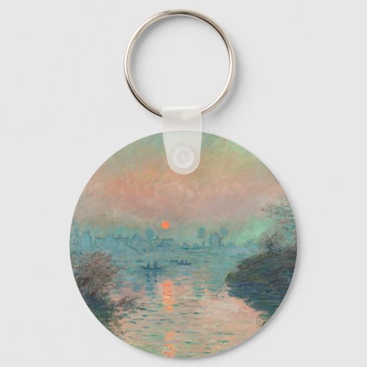 Monet Zonsondergang Seine Fijne Kunst Impressionis Sleutelhanger (Voorkant)