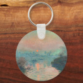 Monet Zonsondergang Seine Fijne Kunst Impressionis Sleutelhanger (Voorkant)