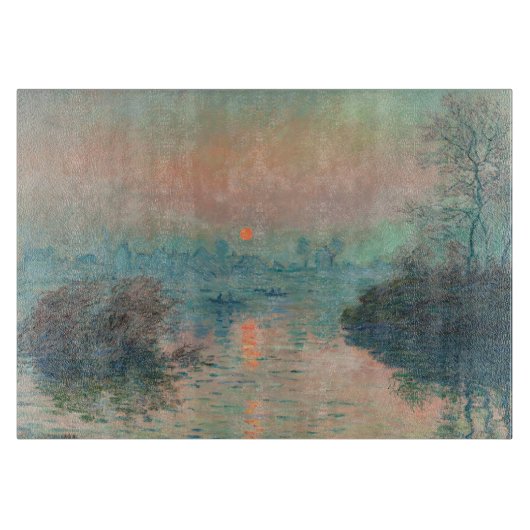 Monet Zonsondergang Seine Fijne Kunst Impressionis Snijplank (Voorkant)