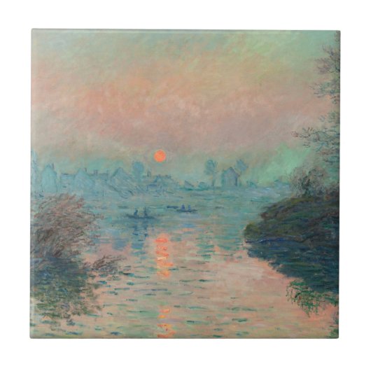 Monet Zonsondergang Seine Fijne Kunst Impressionis Tegeltje (Voorkant)