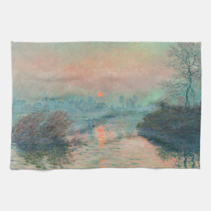 Monet Zonsondergang Seine Fijne Kunst Impressionis Theedoek