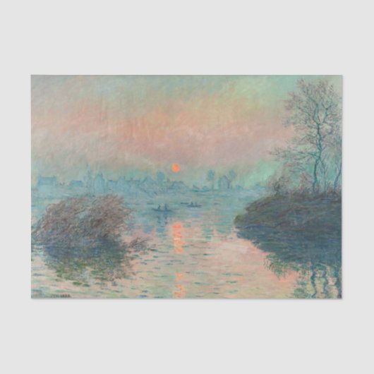 Monet Zonsondergang Seine Fijne Kunst Impressionis Tissuepapier (Voorkant)