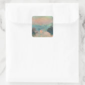 Monet Zonsondergang Seine Fijne Kunst Impressionis Vierkante Sticker (Tas)