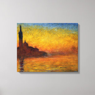 Monet Zonsondergang Venetië Kleurrijk Impressionis Canvas Afdruk