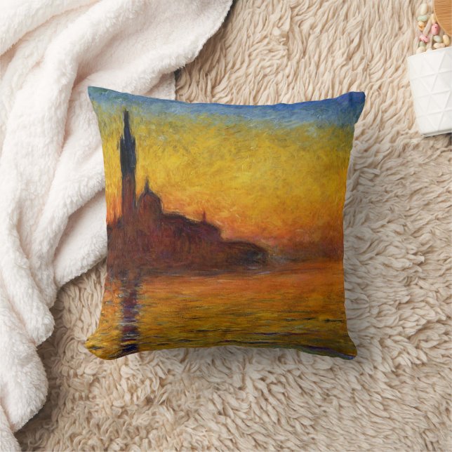 Monet Zonsondergang Venetië Kleurrijk Impressionis Kussen (Deken)