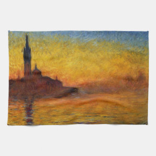 Monet Zonsondergang Venetië Kleurrijk Impressionis Theedoek