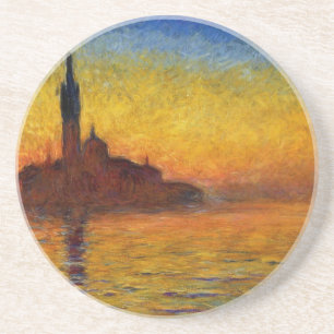 Monet Zonsondergang Venetië Kleurrijk Impressionis Zandsteen Onderzetter