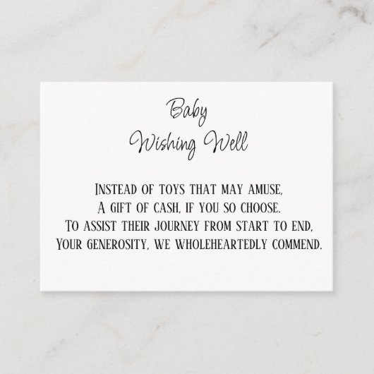 Monetaire bijdrage Baby die goed wenst Informatiekaartje (Voorkant)
