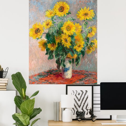 Monet's Bouquet of Sunflower Poster (Thuiskantoor)