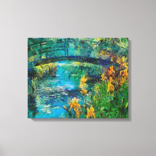 Monet's brug met iris canvas afdruk (Voorkant)