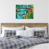 Monet's brug met iris canvas afdruk (Insitu (Slaapkamer))