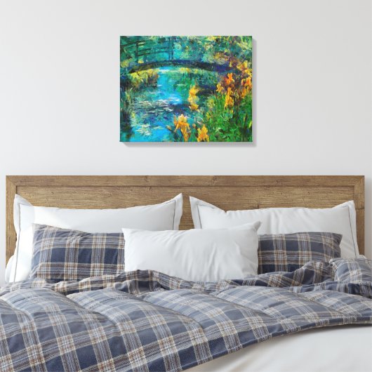 Monet's brug met iris canvas afdruk (Insitu (Slaapkamer))