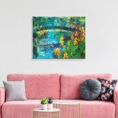 Monet's brug met iris canvas afdruk (Insitu (Woonkamer))