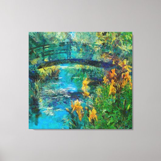 Monet's brug met iris canvas afdruk (Voorkant)