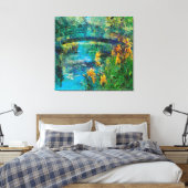 Monet's brug met iris canvas afdruk (Insitu (Slaapkamer))
